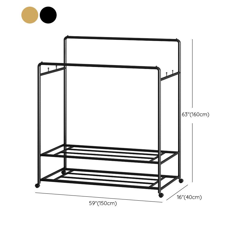 Modern Hall Stand 2 Hanging Rails and Storage Shelving Entryway Kit with Castors