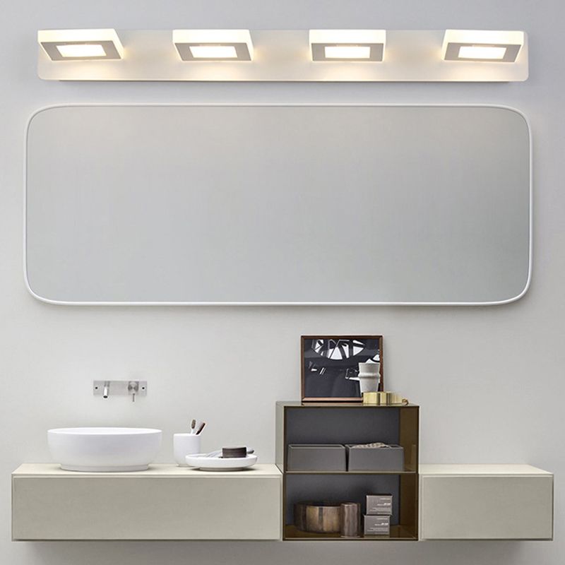 Multi-Lights Geometric Shade Wall Sconce Modern Style Metal Mirror Wall Lighting in White