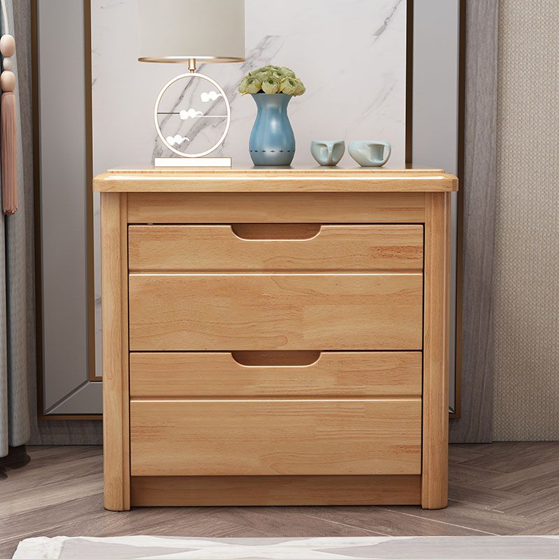 Solid Wood 2 Drawer Modern Night Table Drawer Storage Bed Nightstand