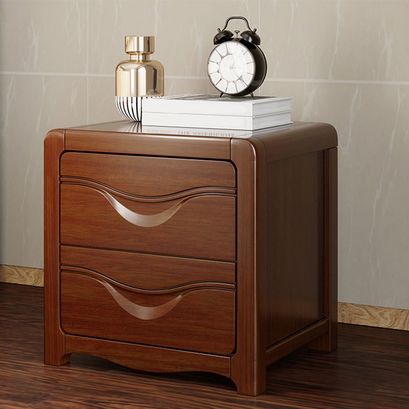 Modern Solid Wood Night Table 2-Drawer 20 Inch H Legs Included Nightstand