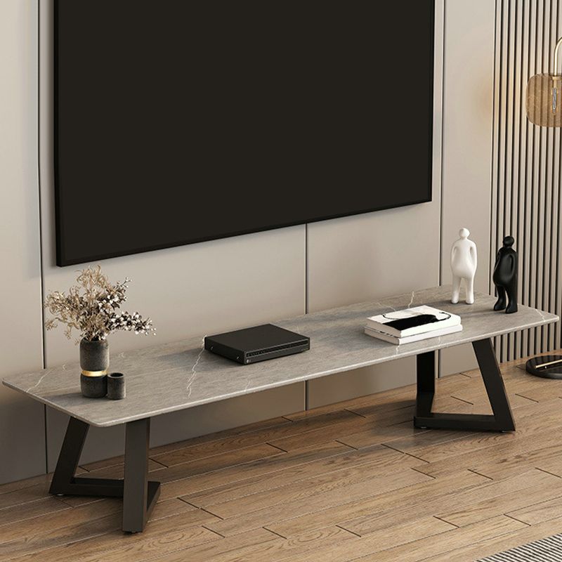 Gray Stone TV Console Contemporary Open Storage Media Console