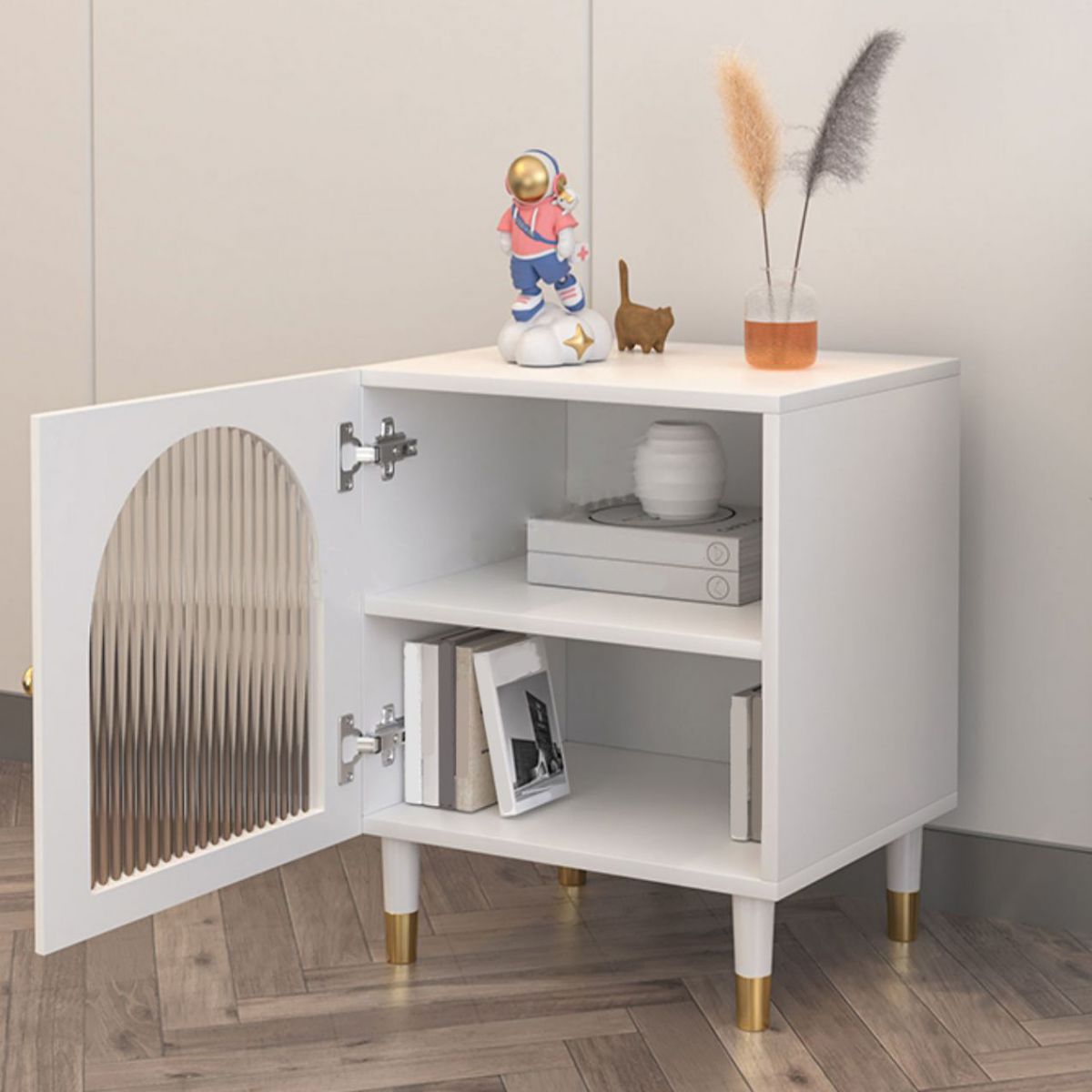 Modern Wooden Standard Nightstand 20.47"H Kids Bedside Table in White