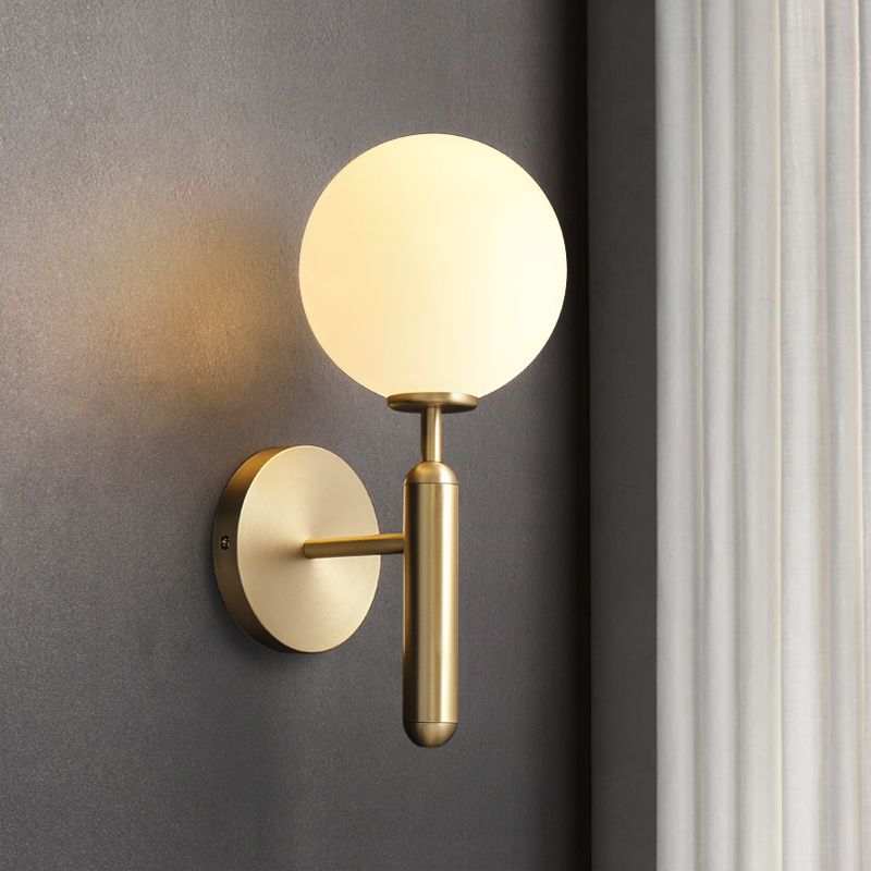 Metal Wall Sconce Ball Shape Vanity Lamp with Glass Shade for Bathroom