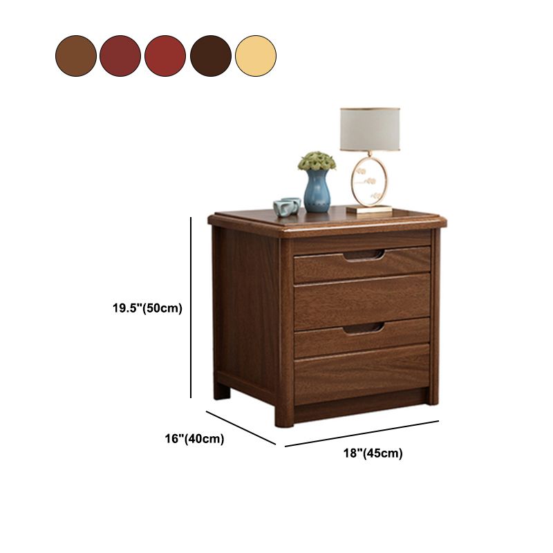 Solid Wood Bedside Table 20" Tall 2-Drawer Night Table in Walnut