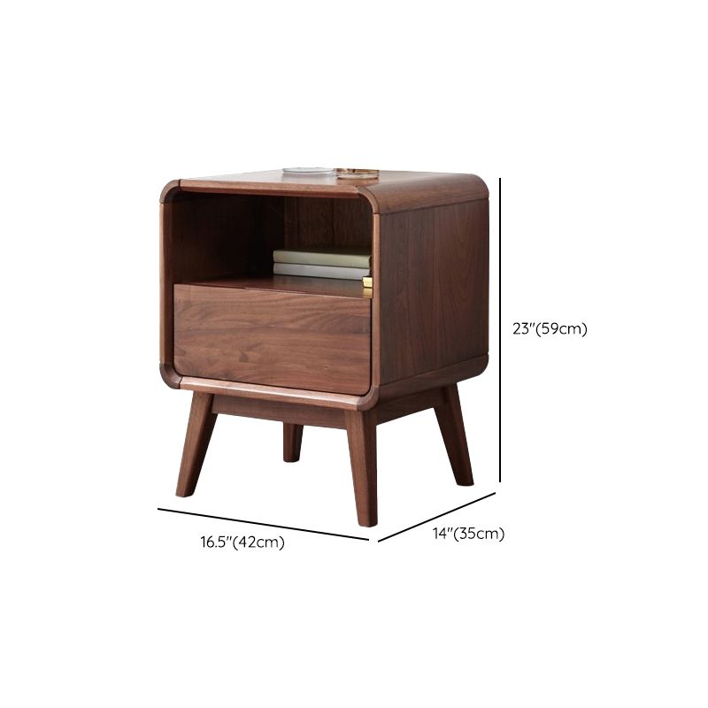 Solid Wood Storage Kids Bedside Table Brown Flat Top with Drawers