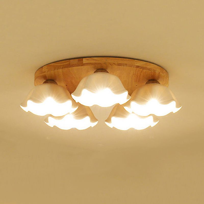 Ripples Shape Flush Mount Modern Style Ceramic 3/5/ Lights Flush Ceiling Light in White