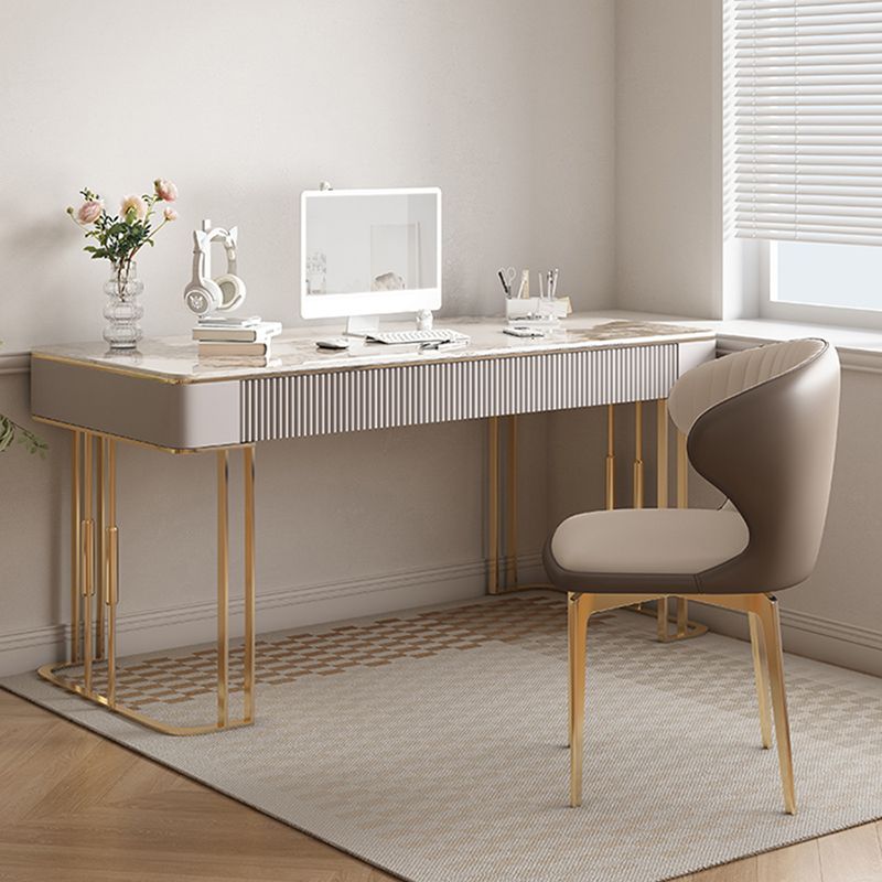 Simple Style Gold Base Office Desk Rectangular Home Writing Desk