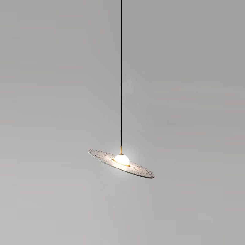 Modern Circle Pendant Light Fixture 1-Light Terrazzo Bar Hanging Ceiling Light