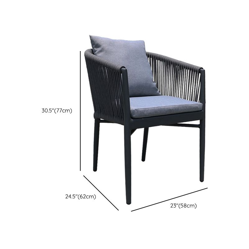 Industrial Black Outdoor Bistro Chairs Metal Patio Dining Armchair