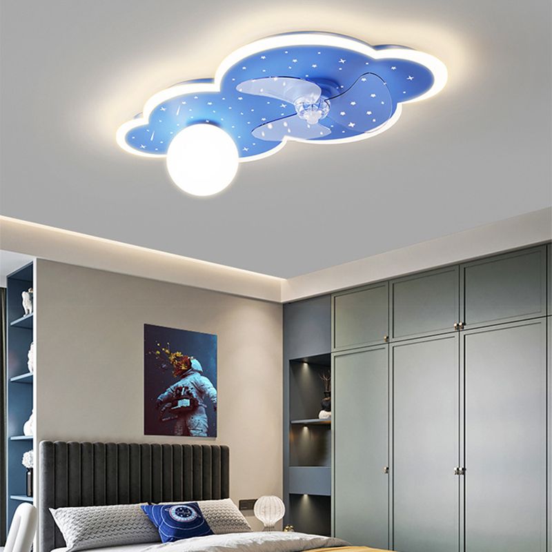 3-Blade Fan with Light Children Blue Ceiling Fan for Restaurant