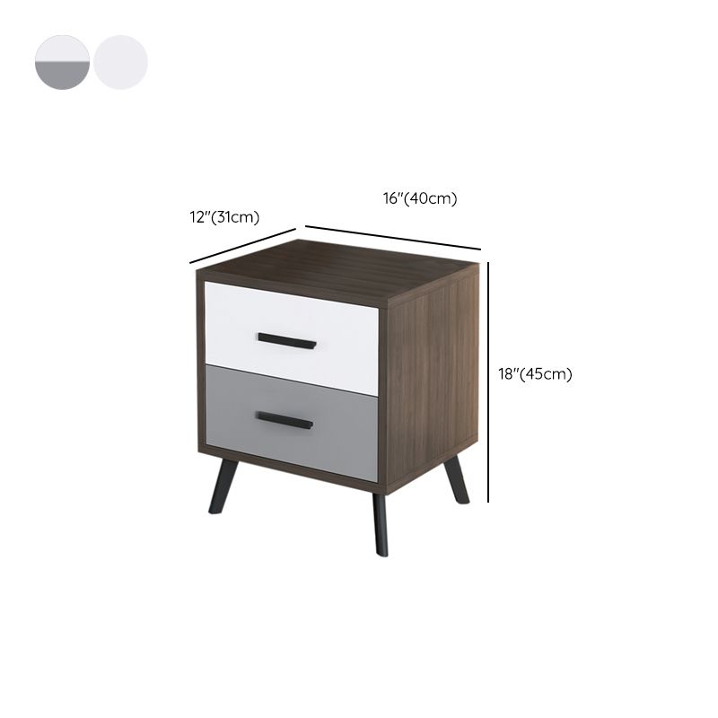 Contemporary Bed Nightstand Engineered Wood Night Table with Drawers