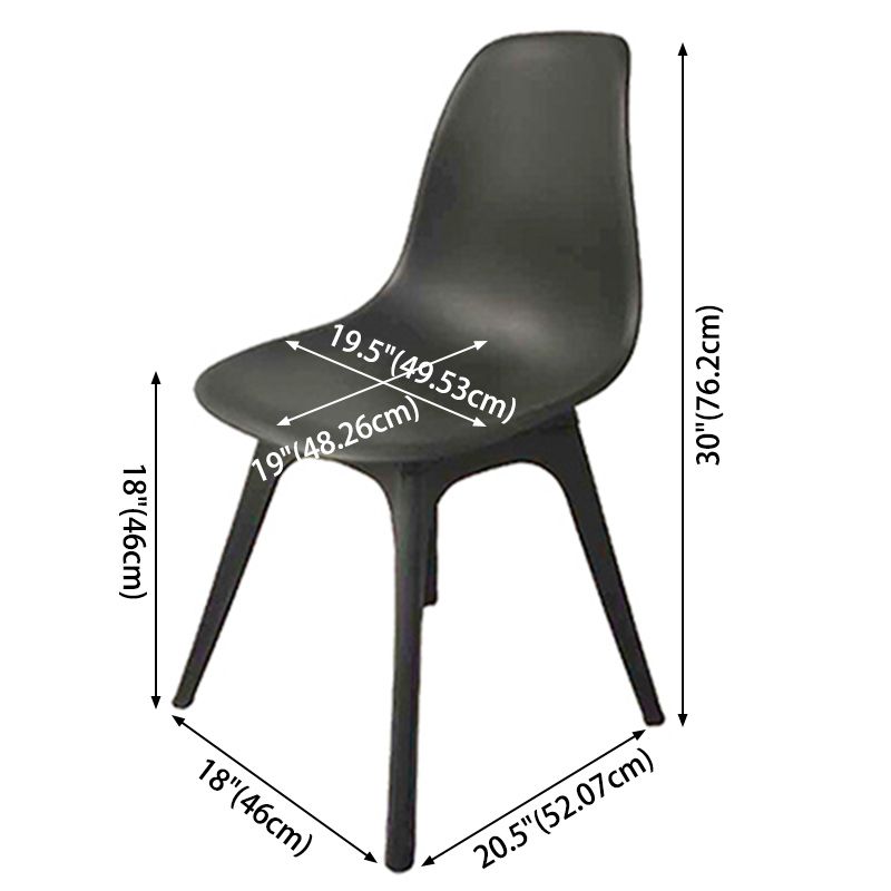 Contemporary Style Plastic Dining Chair Solid Back Dining Chair for Home