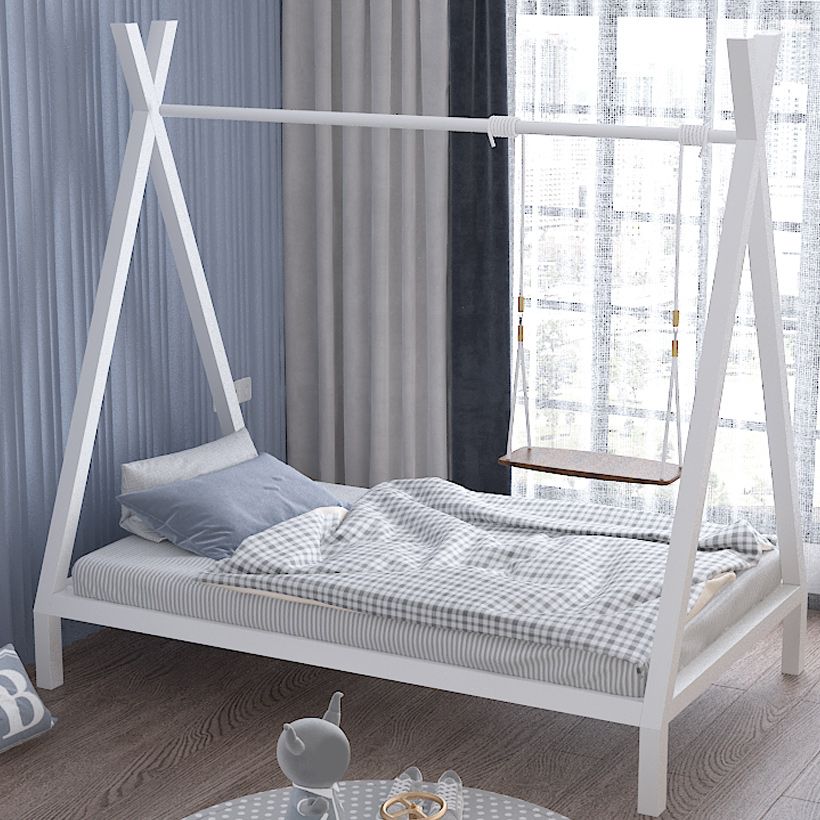 Scandinavian Bed Metal No Theme Panel Bed in Black/White Finish