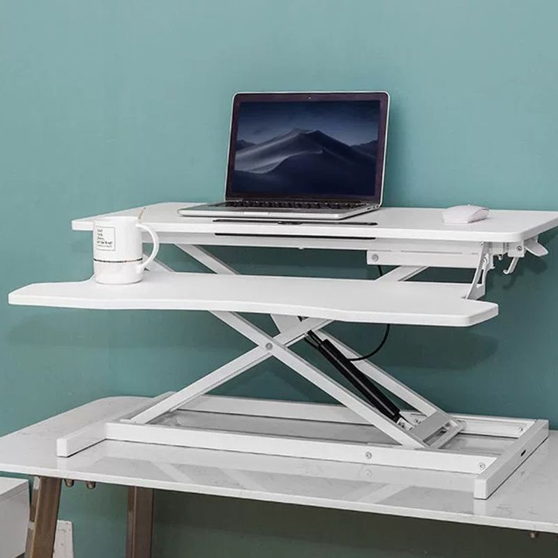 Rectangular Shaped Folding Standing Desk Converter Wood with Metal Base