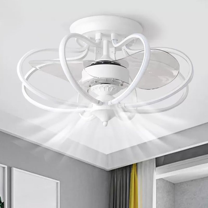 Ventilateur suspendu en cage métallique Light Contemporain 25,5 "LED de large Semi Flush, 2 lames