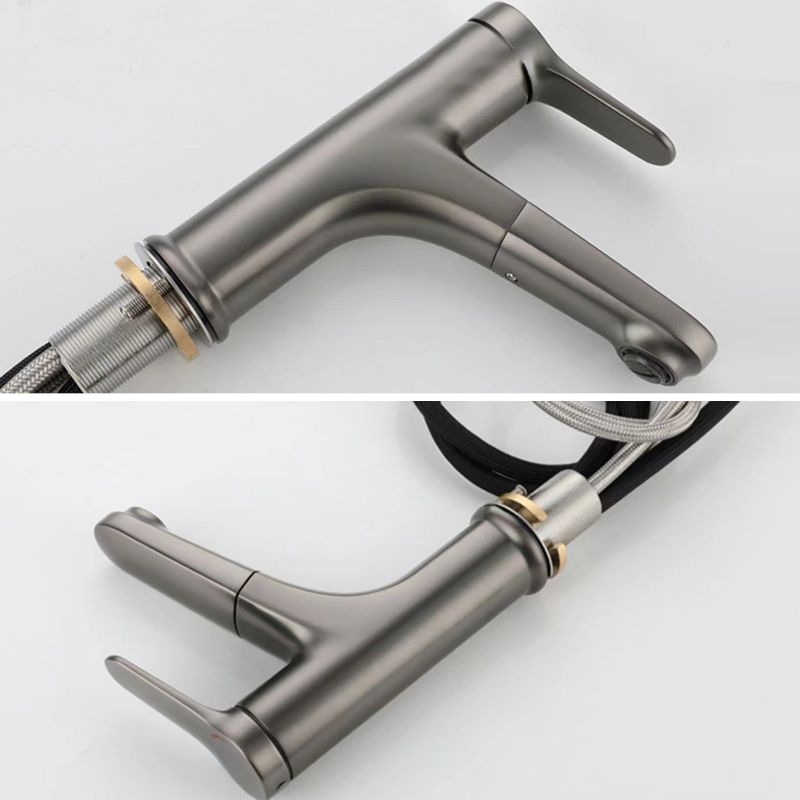 Modern Style Retractable Vessel Faucet Copper Single Handle Vessel Faucet for Bathroom