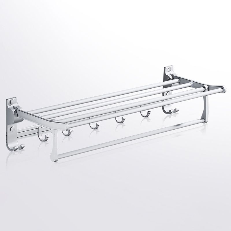 Contemporary Silver Metal Bathroom Accessory Kit with Towel Bar