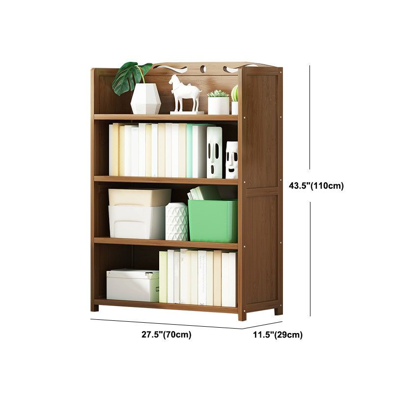 Modern Bamboo Shelf Bookcase Brown Closed Back Book Shelf for Study Room