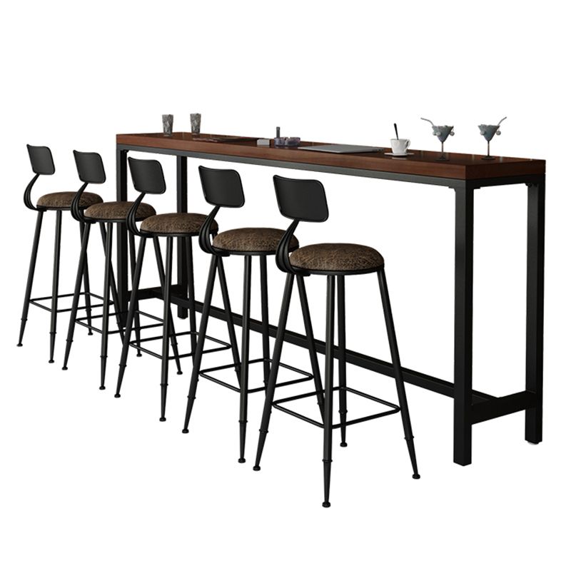 Pine Wood Bar Dining Table Industrial Rectangle Bar Table with Trestle Base for Cafe