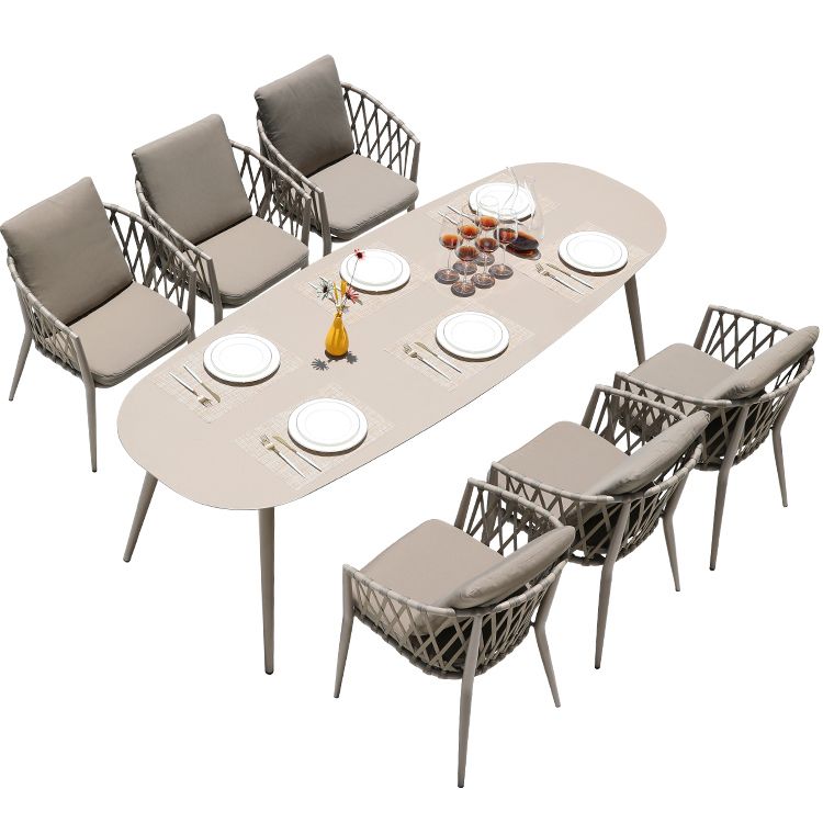 Contemporary Outdoor Patio Table Mildew Resistant Dining Table