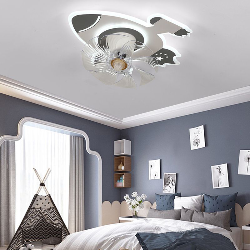 Nordic Style Ceiling Fan Lamp Rocket Shape Ceiling Fan Light for Children's Room