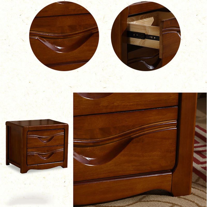 2 Drawers Accent Table Nightstand 19.68" Tall Contemporary Bed Nightstand