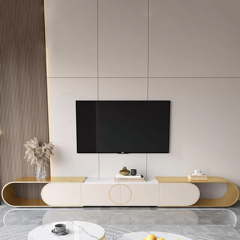 Glam Stone TV Console Media Console Open Storage Console with Drawer for Living Room