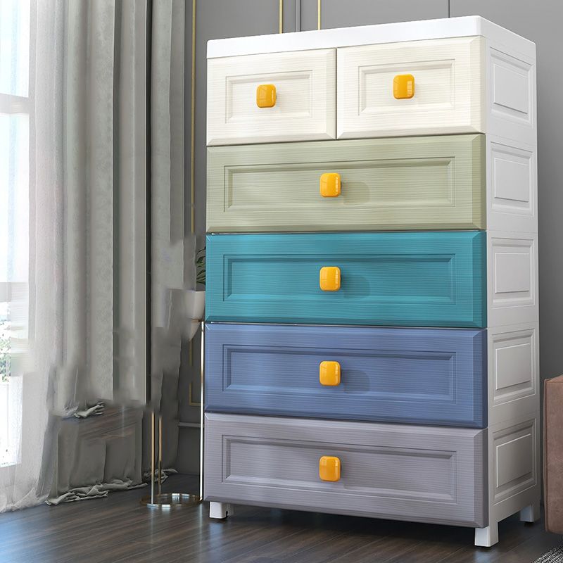 Scandinavian Vertical Plastic Kids Nightstand with Drawers for Bedroom