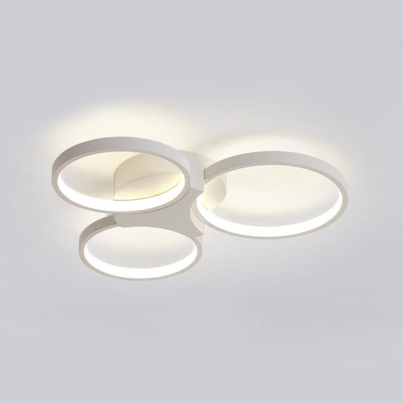 LED Ring 3 / 6 - Light Semi Flush Mount in Matte White Iron and Acrylic Ceiling Fixture