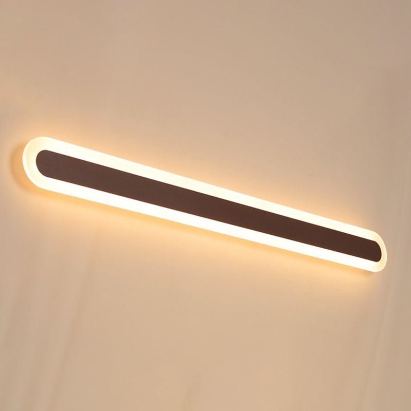 Linear Wall Light Fixture Modern Metal Single Light LED Mirror Light for Bathroom in Brown