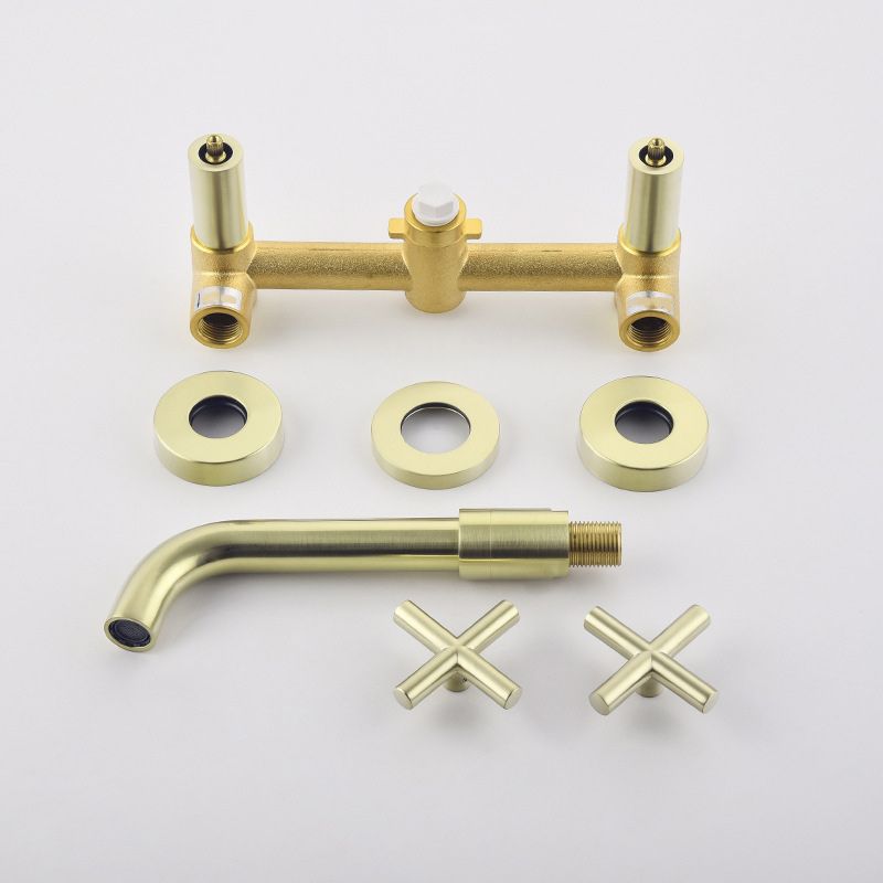 Cross Handle Wall Mounted Bathroom Faucet 3 Hole Luxury Vanity Sink Faucet