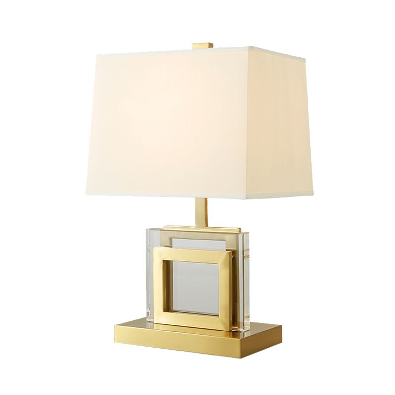 Fabric Pagoda Desk Light Modernism 1 Bulb Night Table Lamp in Gold for Living Room