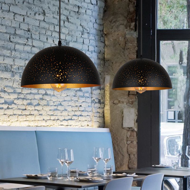 Metal Bowl Pendant Lighting Fixture Industrial Coffee Shop Hanging Pendant Light in Black