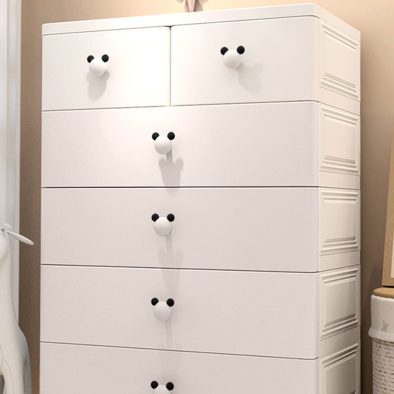 Scandinavian Kids Nightstand Plastic Chest Nursery Dresser with 6 Drawers