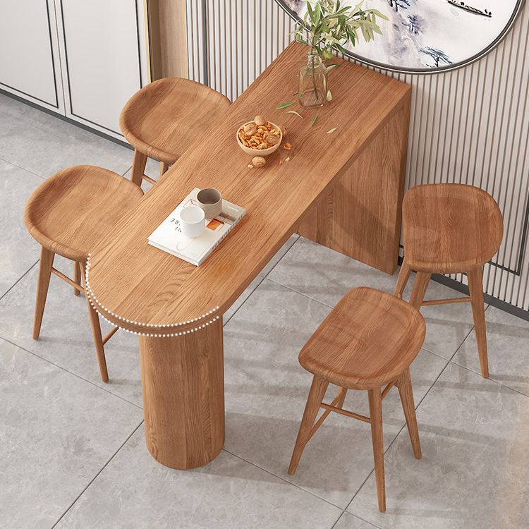 Pine Wood Bar Dining Table Contemporary Bar Table with Sled Base