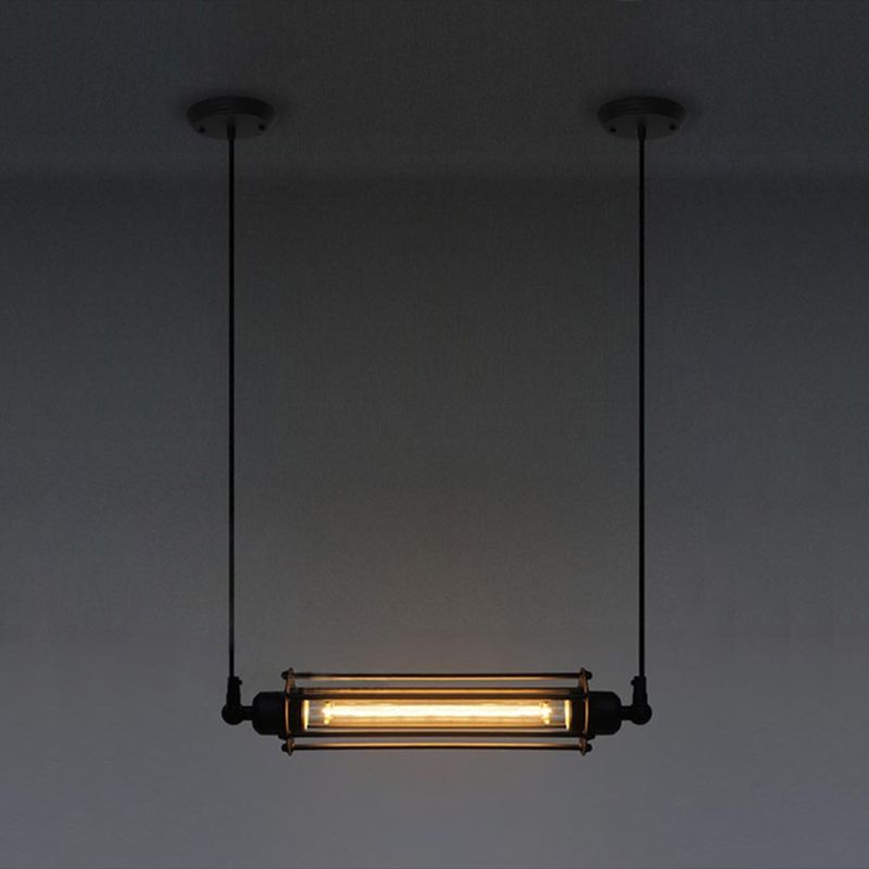 Apparecchiatura cilindrica 1-bulba Sofiling a soffitto industriale Black Iron Gage Pendant Light for Bar