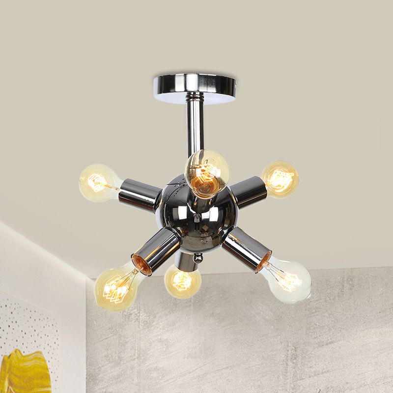 Chrome/Gold Sputnik Semi Flush Mount Vintage Iron 6/9/12 Lights Restaurant Flush Ceiling Lamp Fixture