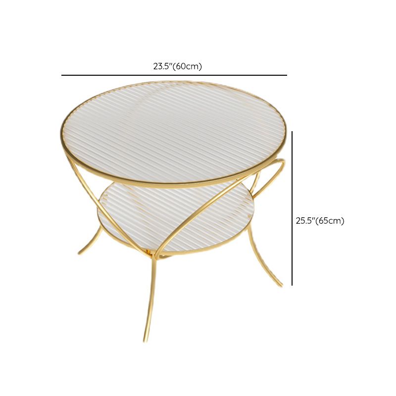 Round Shape Side Table Golden Farmhouse Style 2-Tier End Table