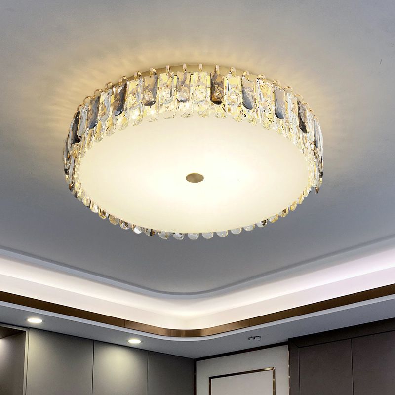 Modern Ceiling Light 1-Light LED Ceiling Mount Light with Crystal Shade for Living Room