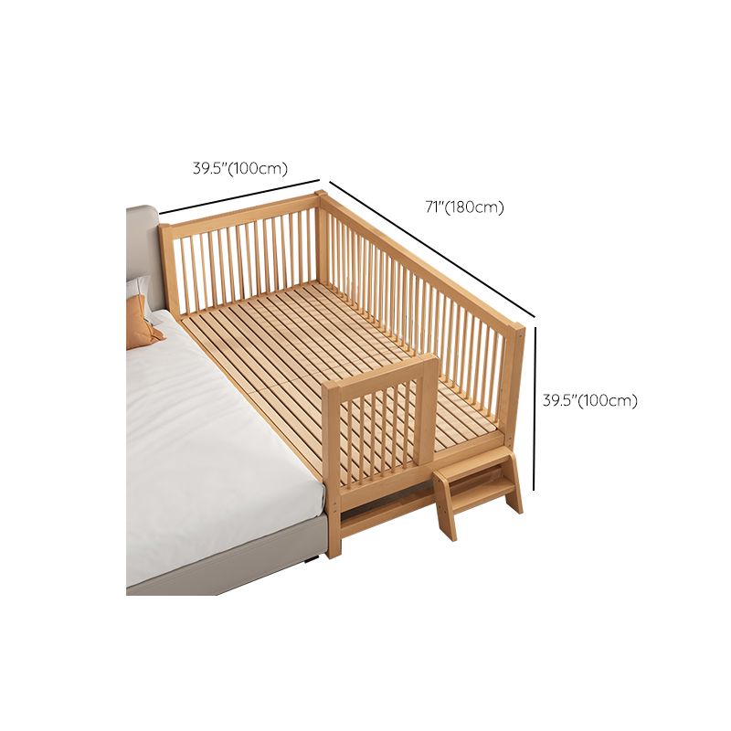 Contemporary Solid Wood Nursery Crib in Mature with Guardrail