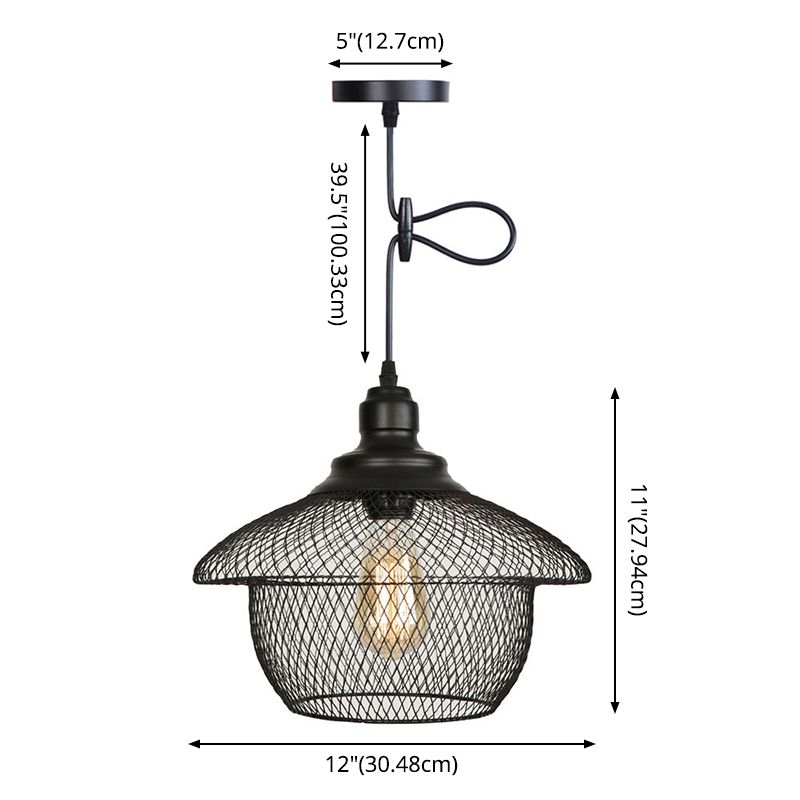 1 alambre de luz Mesh Light Pendse Nordic Industrial Style Metal Hanging Lights para barra