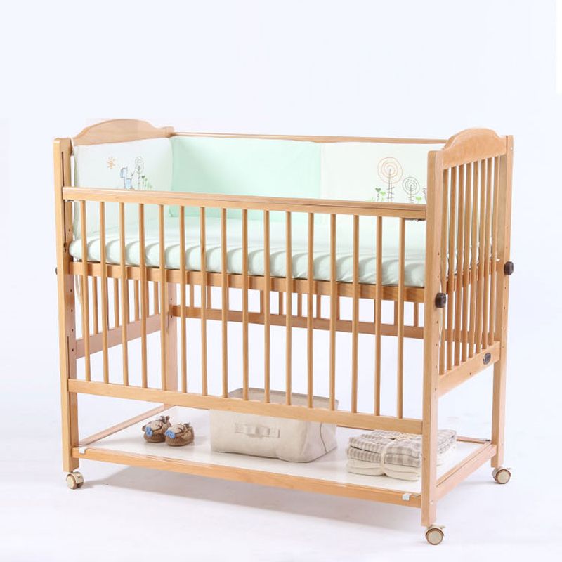 Light Wood Nursery Bed Under Crib Storage Beech Convertible Crib