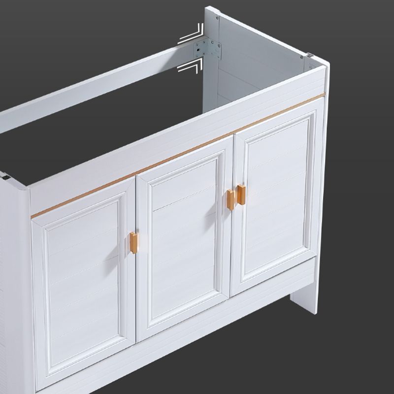 Metal Frame Vanity White 2 Doors Rectangular Single Sink Freestanding Bathroom Vanity