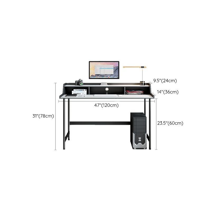 Contemporary Rectangular Office Desk Stone Writing Desk with Shelf for Office