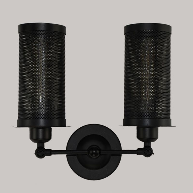 Black Wire Mesh Wall Lamp Industrial Metal Stairs Wall Mounted Light with Rotatable Joint