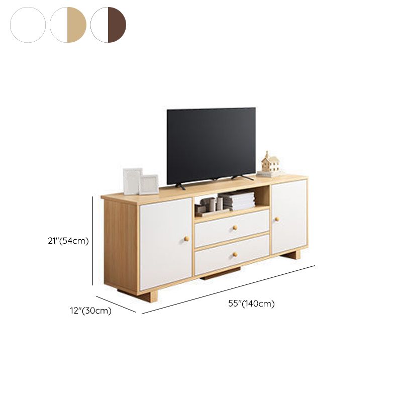 Wooden TV Media Console Scandinavian TV Stand Console for Living Room