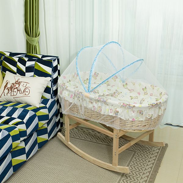 Portable Wicker Moses Basket Natural Oval Moses Basket for Baby and Newborn