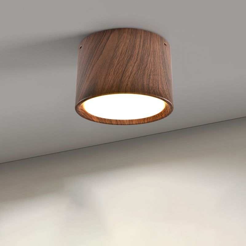 Modern LED Metal Flush Mount Cylinder Shape Ceiling Light with Acrylic Shade for Bedroom