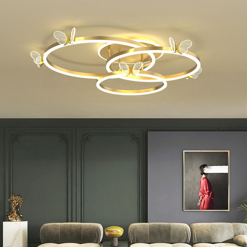 Lumières LED encastrées à montage encastré en anneau de style moderne, montage au plafond en acrylique multi-lumières