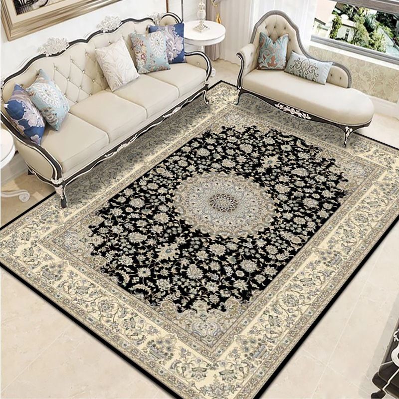 Moroccan Medallion Print Indoor Rug Polyester Carpet Stain Resistant Area Rug for Home Decoration